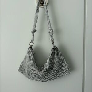Y2K Silver Rhinestone Shoulder Bag – Mini Sparkle Evening Purse